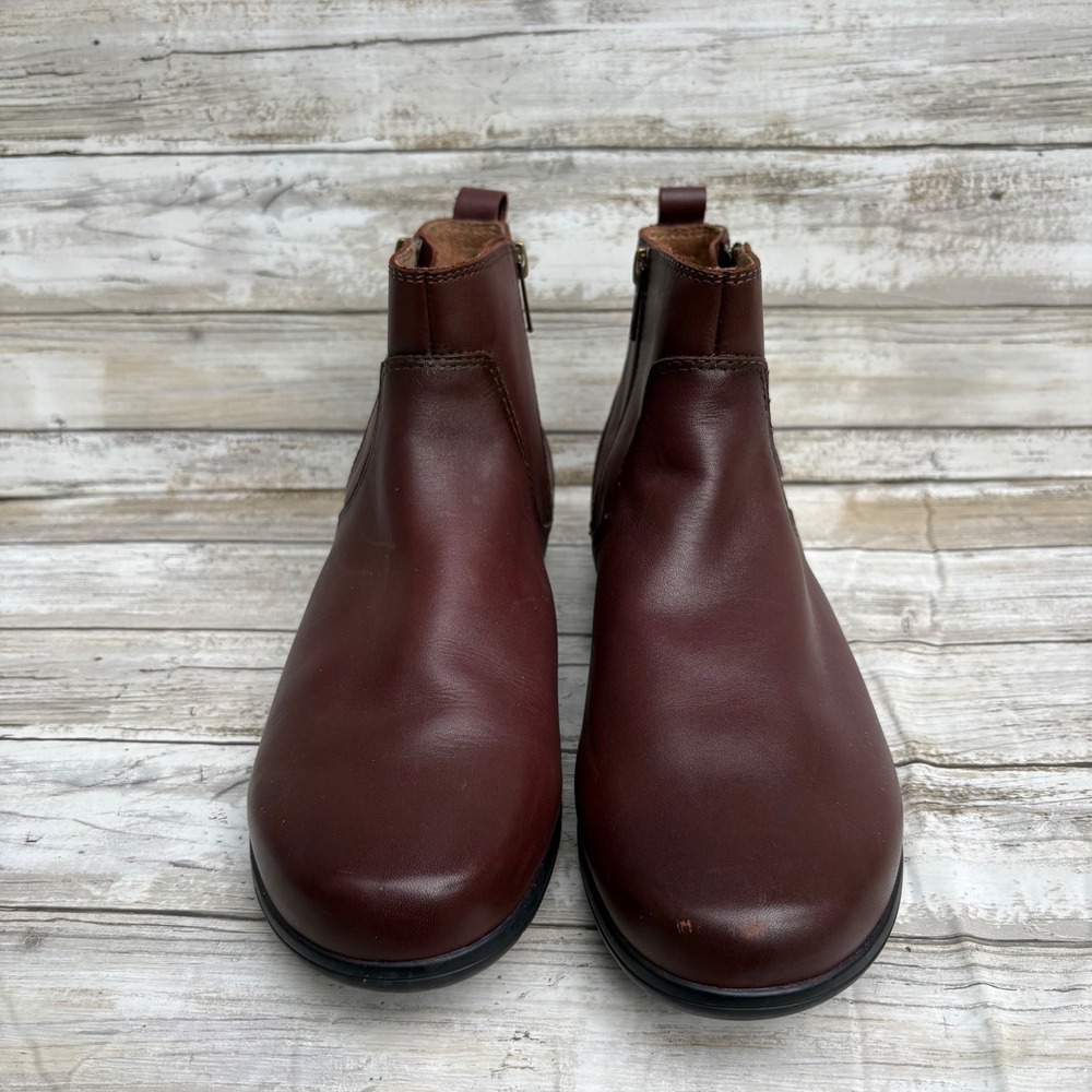 Taos Select Leather Ankle Boots Size 9 Burgundy Comfort Side Zip Bootie Gorpcore - Picture 2 of 10